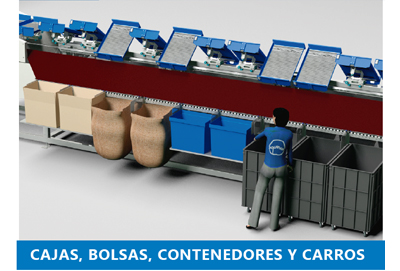 Cajas bolsas contenedores y carros para el LRH Sorter